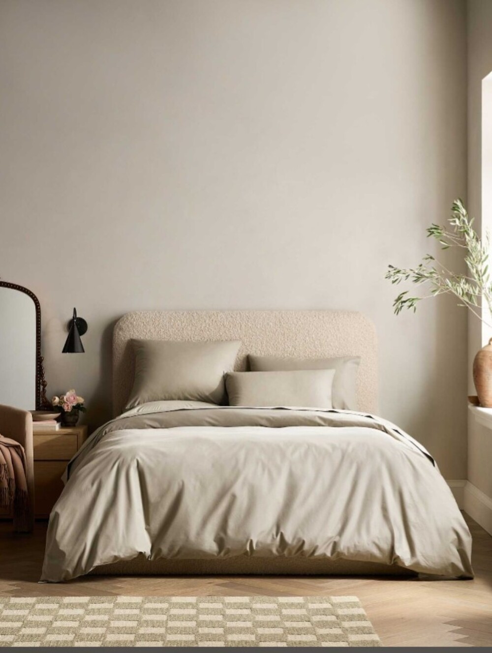 Quince Organic Crisp Percale Duvet Cover - Sand / King Size